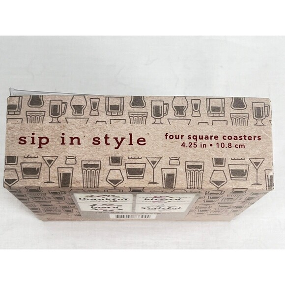 Sip in Style Set of 4- LOVED, THANKFUL, BLESSED, GRATEFUL, Coasters 4.25"  NEW - Picture 8 of 8